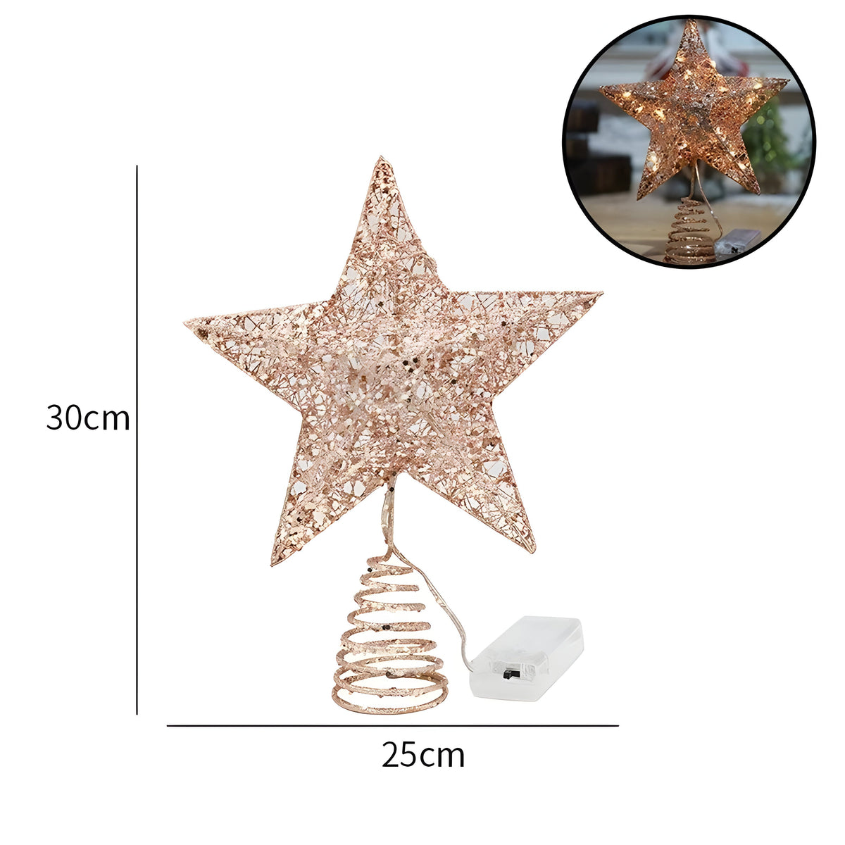 Sterrenachtige Elegant | Bovenste Ster Ornamenten Kerstlicht - Verlicht uw Eindejaarsfeest - 25cm Roségoud - Sterrenachtige Elegant | Bovenste Ster Ornamenten Kerstlicht - Verlicht uw Eindejaarsfeest - €25 - Pantinoshop