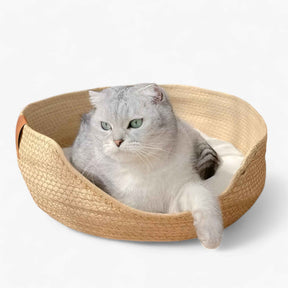 Ecologisch Huisdierenbed van Handgevlochten Bamboe voor Honden en Katten, Natuurlijk en Duurzaam