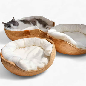 Ecologisch Huisdierenbed van Handgevlochten Bamboe voor Honden en Katten, Natuurlijk en Duurzaam