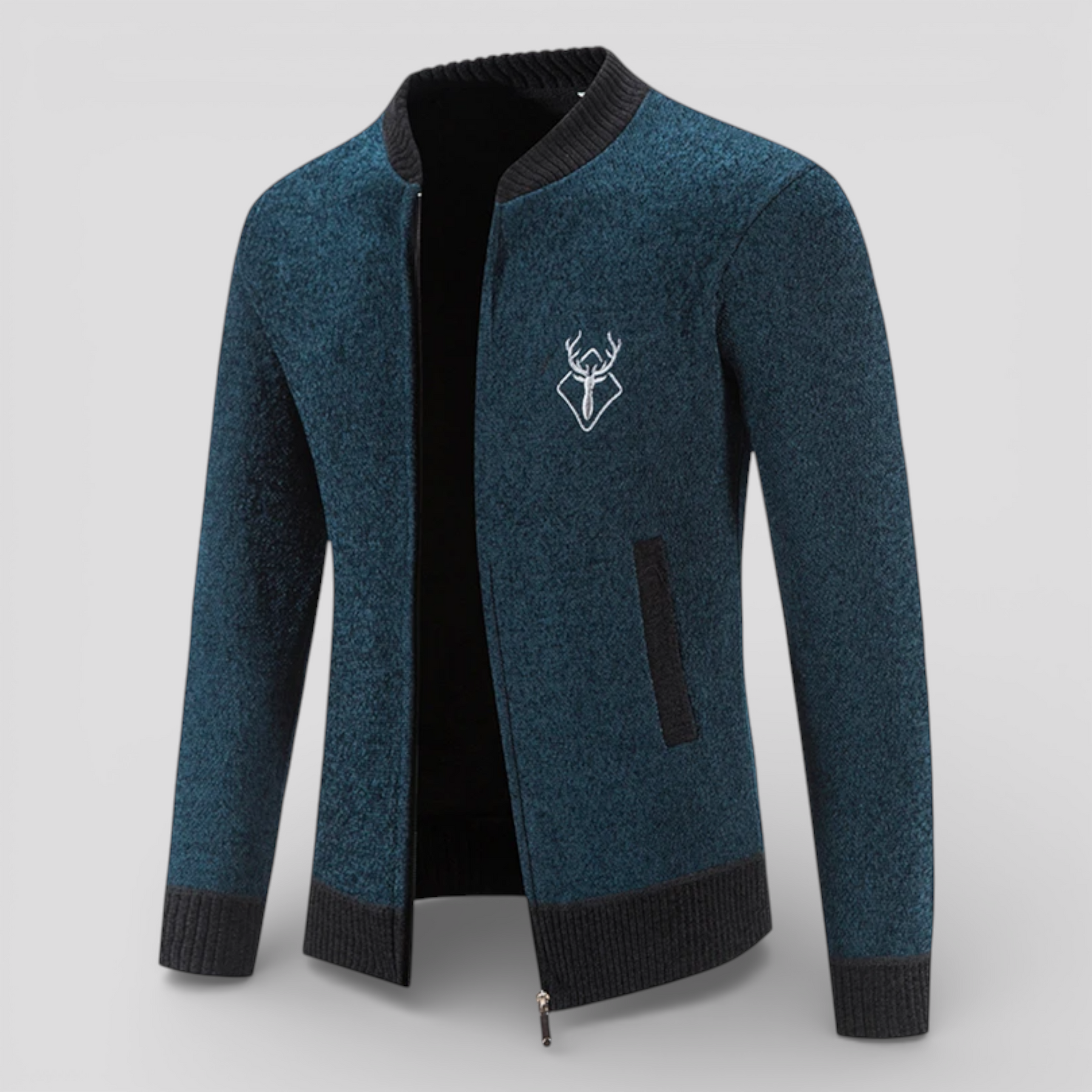 Męski kardigan na zamek 100% wełna merino - ciepły, miękki i wygodny