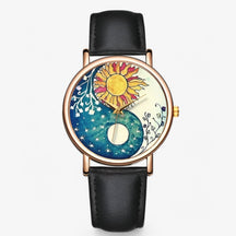 Modieus horloge van echt leer met origineel design en waterbestendig