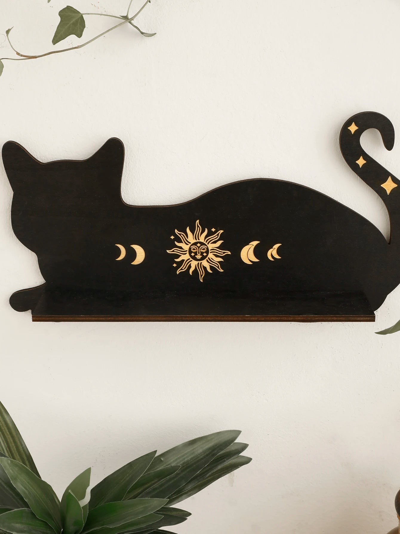 Nyx | Zwarte Kat Maanfase Wandplank - - Nyx | Zwarte Kat Maanfase Wandplank - €25 - Pantinoshop