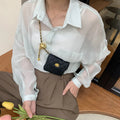 Bolso cruzado para mujer negro - Mini acolchado Clea con correa de cadena