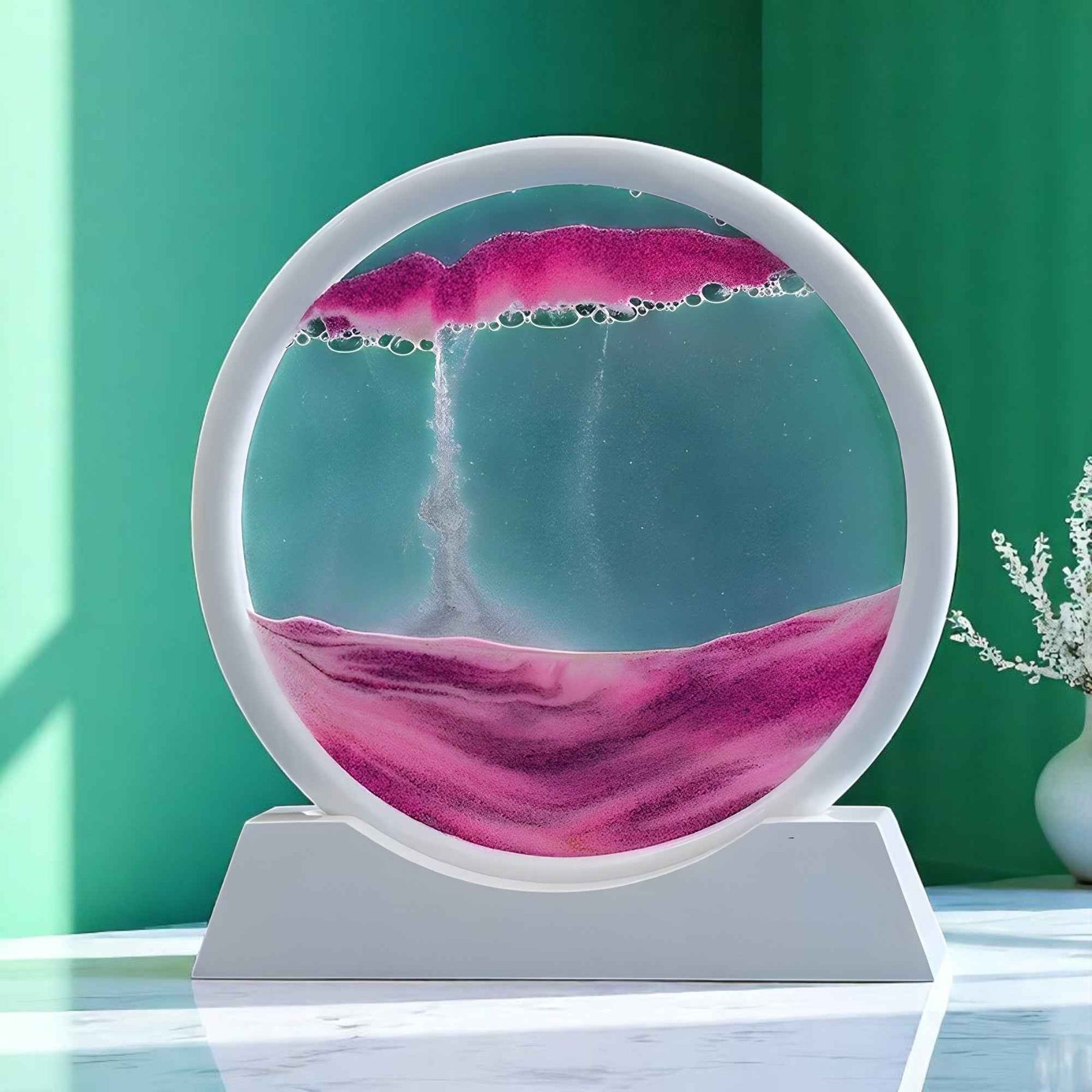 Decoratief 3D Bewegend Zand Schilderij van Glas – Ontspannend Landschap voor Kantoor/Thuis