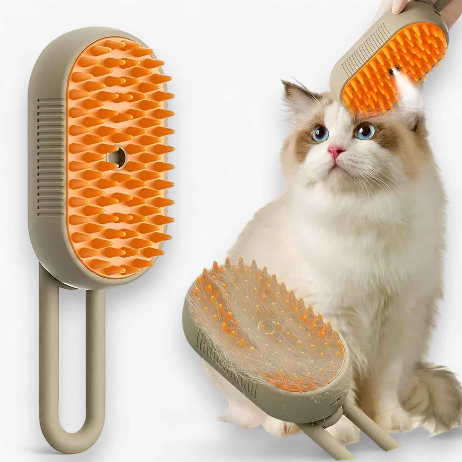 Petten : Elektrische Stoom - En Massageborstel voor Huisdieren - Wit in van Pantinoshop