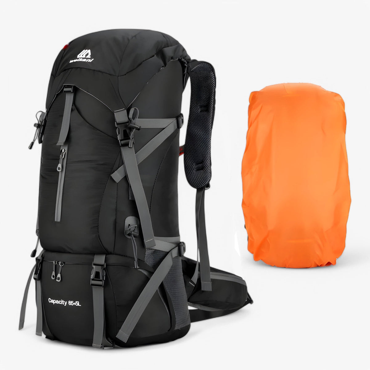70L Nylon Kampeerrugzak met Regenkap- €25 : 70L Nylon Kampeerrugzak met Regenkap in 70L Zwart van Pantinoshop