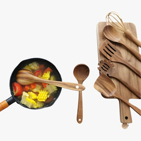 Olivia | 7-delige houten kookset - natuurlijk, duurzaam en anti-aanbak - €25 : Olivia | 7-delt træ kogesæt – naturligt, bæredygtigt og non-stick in van Pantinoshop