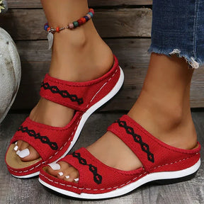 Zoë - Trendy Strepen Sandalen Dames - Rood - Sandalen - Pantino