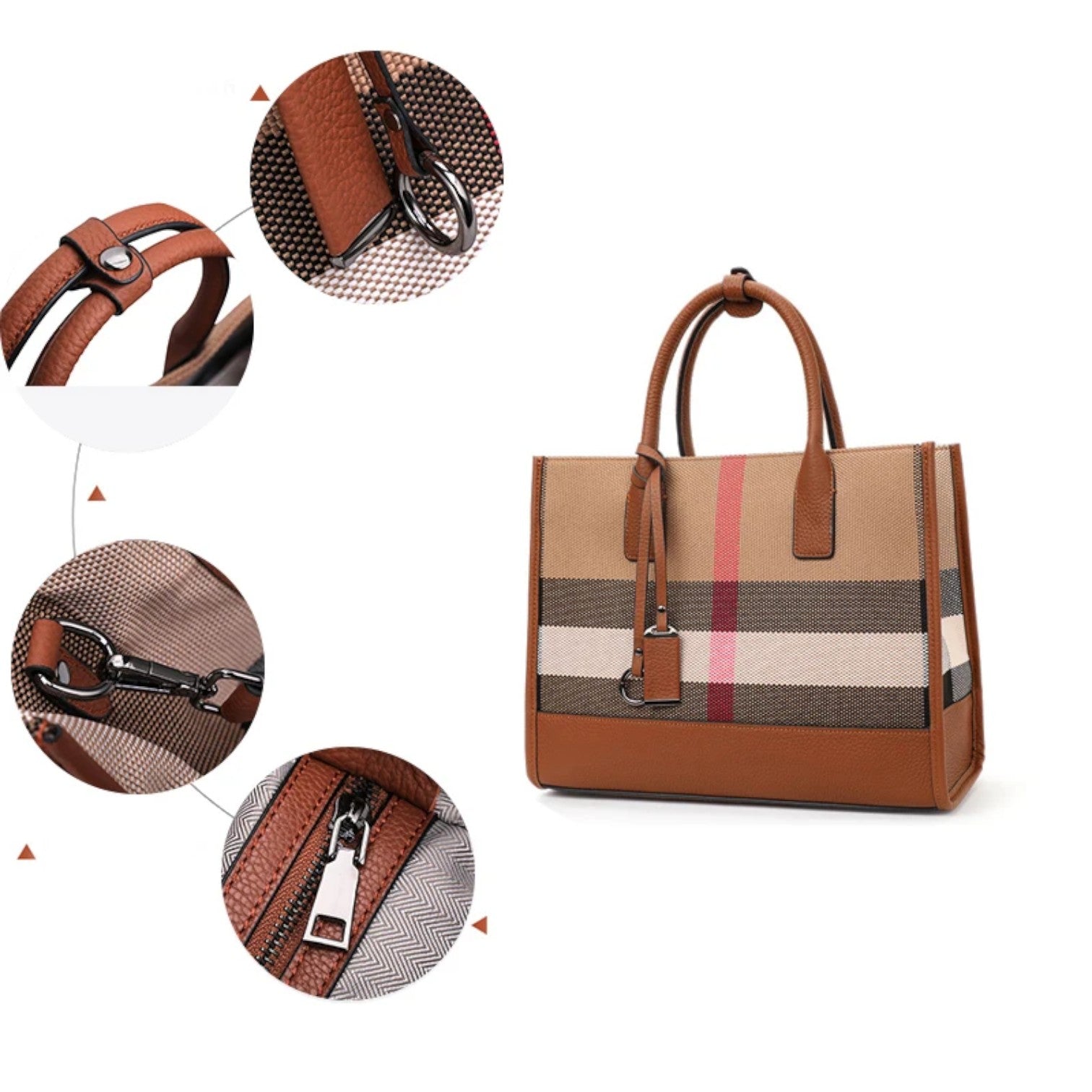 Bags : Gestreepte Canvas Tas - Ruim en Veelzijdig Gold Dames in van Pantinoshop