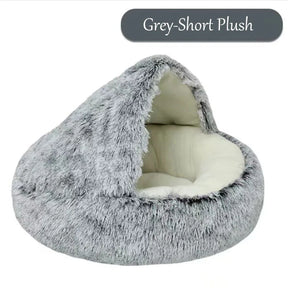 pets : Knus Comfort | Warm Kattennest voor Winterdagen in Grijze Korte Pluche van Pantinoshop