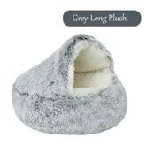 pets : Knus Comfort | Warm Kattennest voor Winterdagen in Grijze Lange Pluche van Pantinoshop