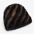 Gorro marrón negro - Lujo de visón - Calor y elegancia invernal