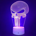 Lampa 3D iluzja Punisher - Idealny prezent na Halloween i nie tylko - Niebieska