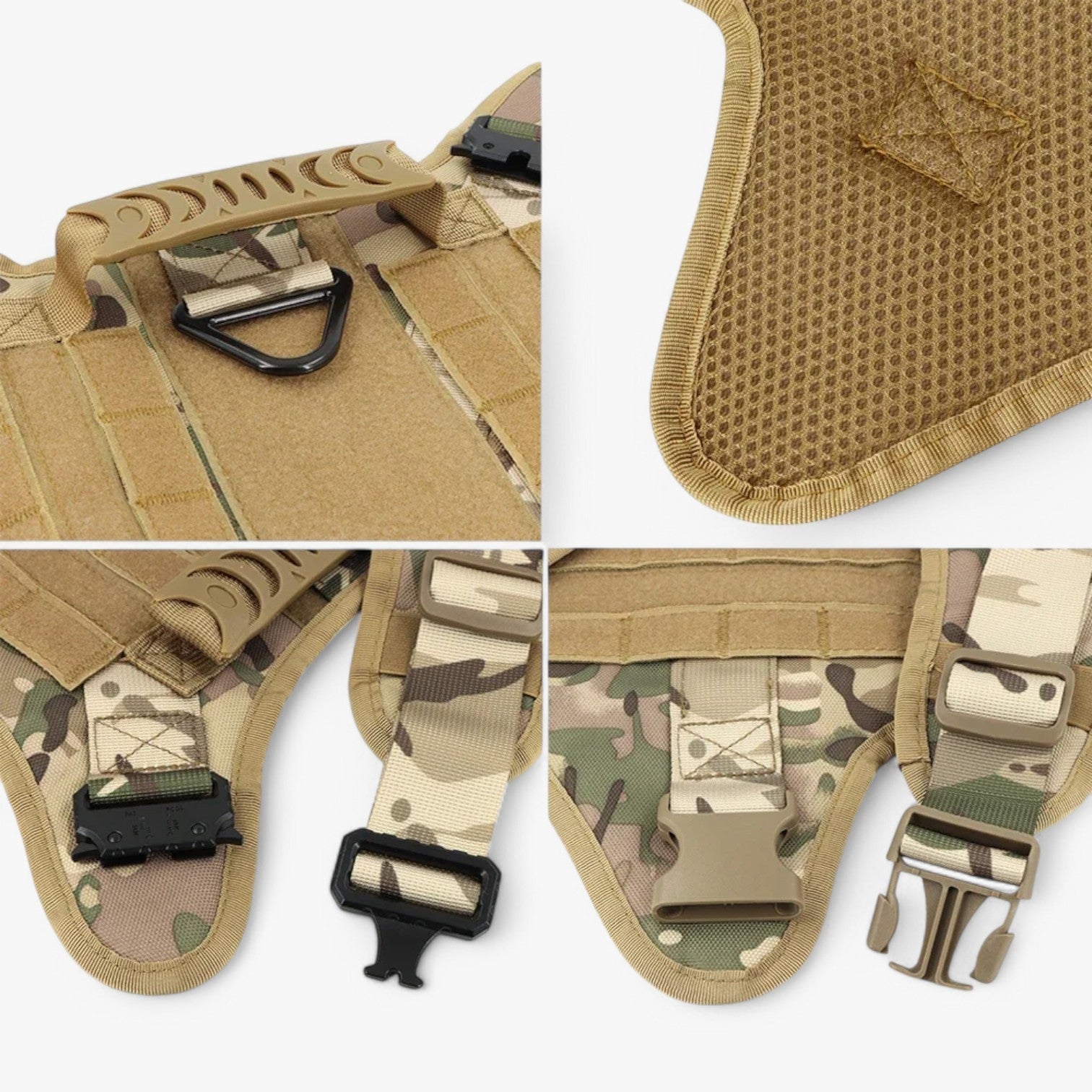 Zwart Nylon Tactisch Militair Verstelbaar Harnas voor Grote Honden met Vest en Handvat