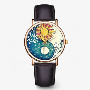 Modieus horloge van echt leer met origineel design en waterbestendig