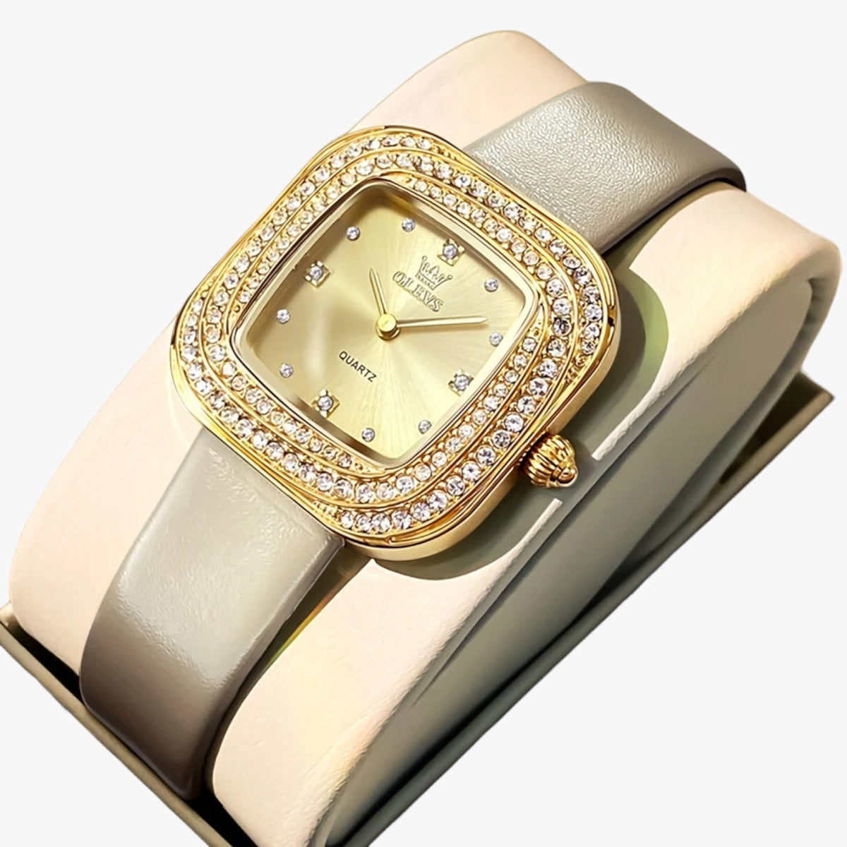 Blair | Elegante vierkant leren horloge - €25 : Blair | Elegante vierkant leren horloge in geel van Pantinoshop