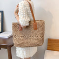 Stråtaske Dame Beige - Chikke Læderremme Sommer - Strå