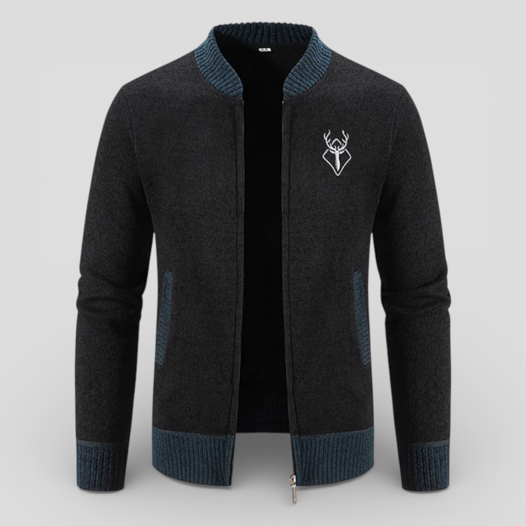 Męski kardigan na zamek 100% wełna merino - ciepły, miękki i wygodny