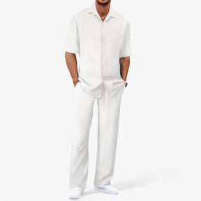 Heren Business Casual Set: Net Overhemd en Slim Fit Broek