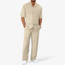 Heren Business Casual Set: Net Overhemd en Slim Fit Broek