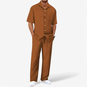 Heren Business Casual Set: Net Overhemd en Slim Fit Broek
