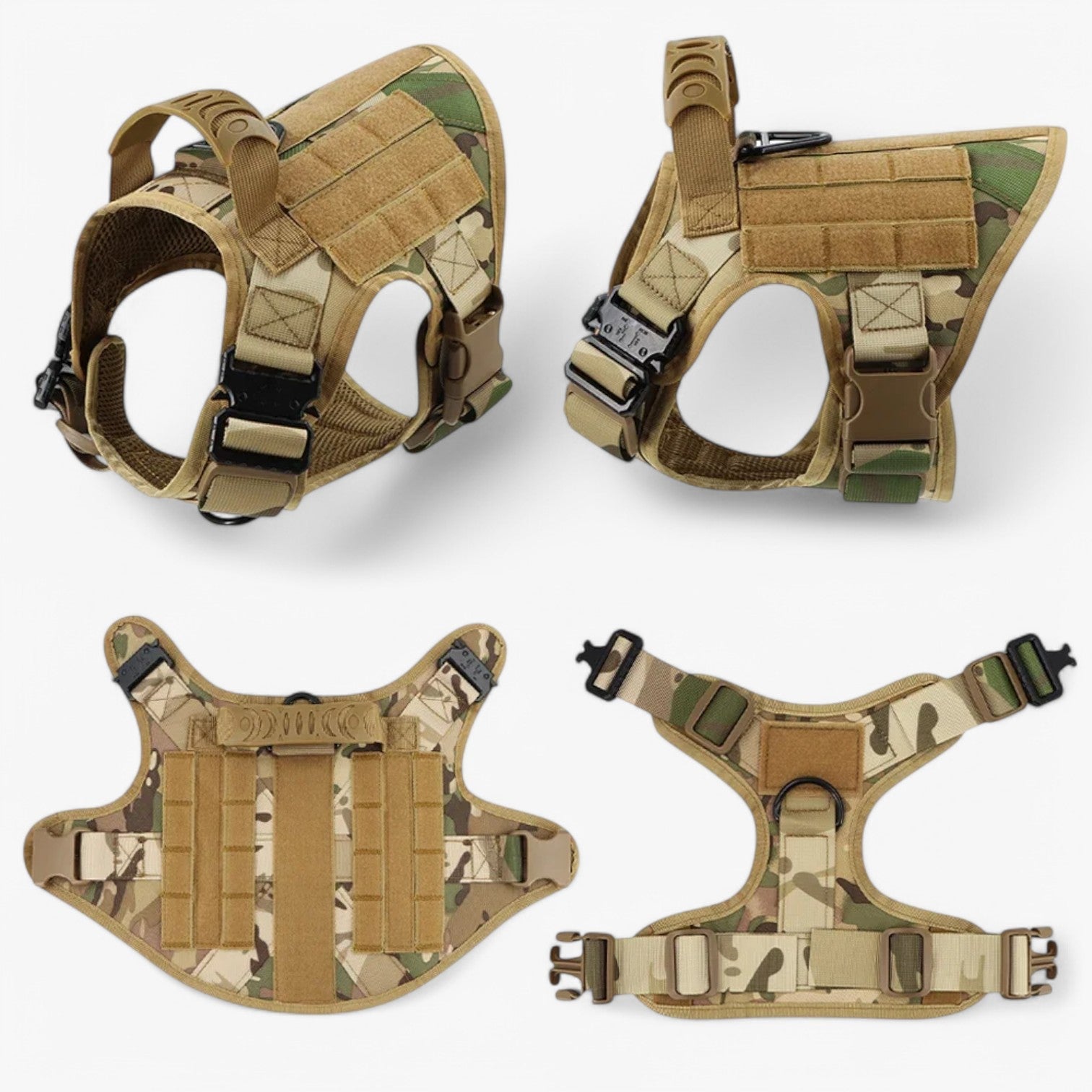 Zwart Nylon Tactisch Militair Verstelbaar Harnas voor Grote Honden met Vest en Handvat