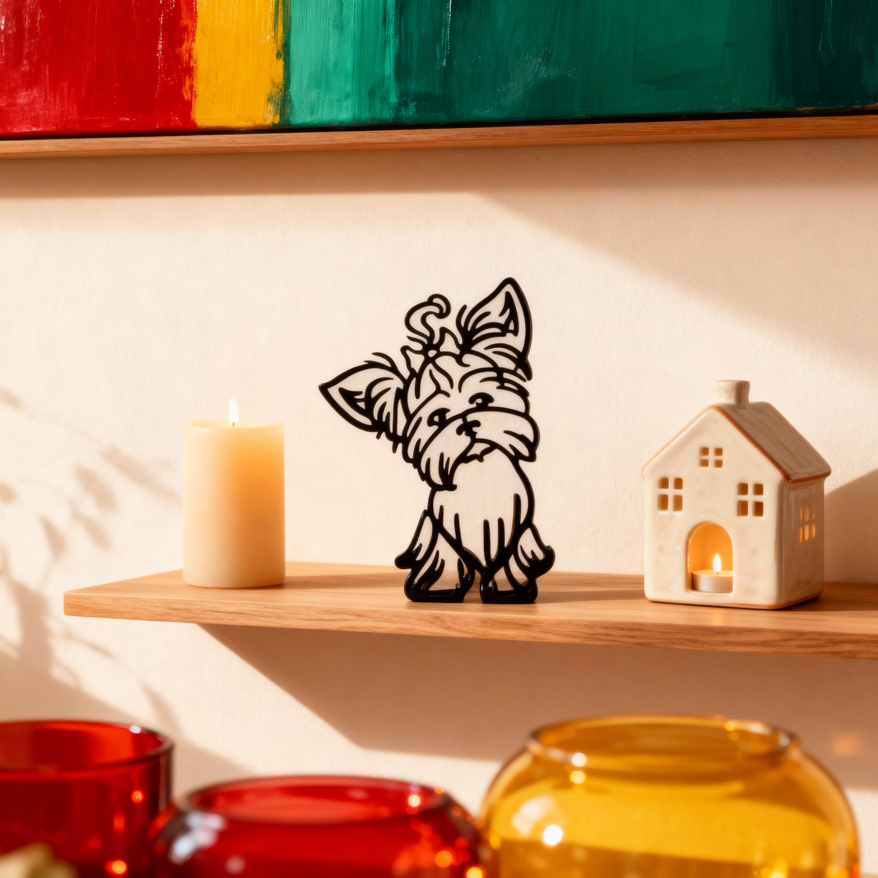 home & garden : Minimalistisch Metalen Dierensilhouet – Hond of Kat Ornament voor Wand of Tafeldecoratie in van Pantino