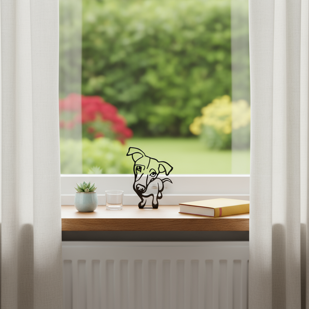home & garden : Minimalistisch Metalen Dierensilhouet – Hond of Kat Ornament voor Wand of Tafeldecoratie in van Pantino