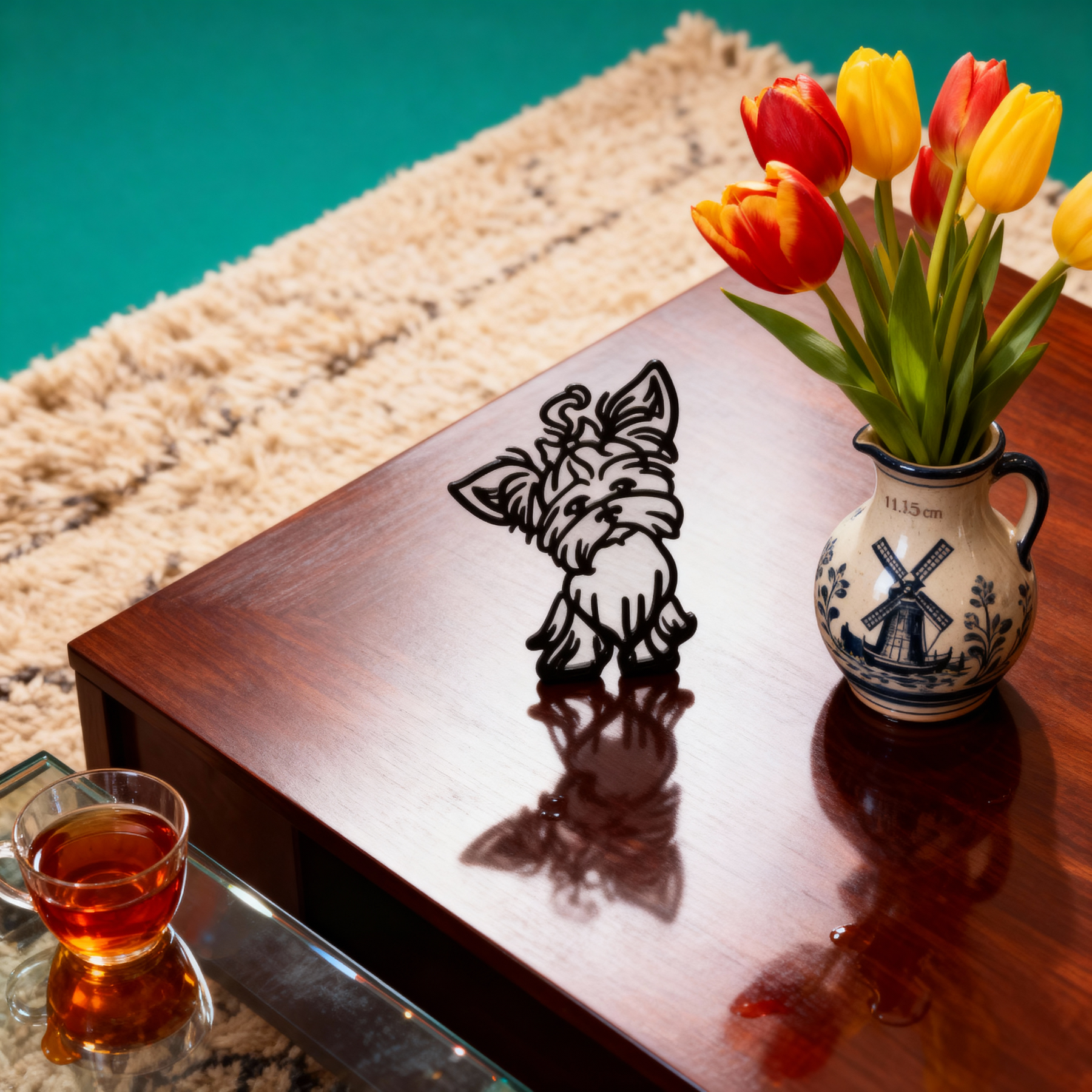 home & garden : Minimalistisch Metalen Dierensilhouet – Hond of Kat Ornament voor Wand of Tafeldecoratie in van Pantino