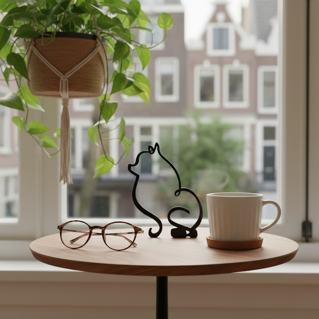 home & garden : Minimalistisch Metalen Dierensilhouet – Hond of Kat Ornament voor Wand of Tafeldecoratie in van Pantino