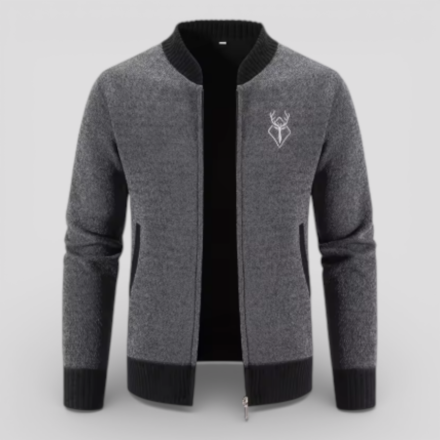Męski kardigan na zamek 100% wełna merino - ciepły, miękki i wygodny