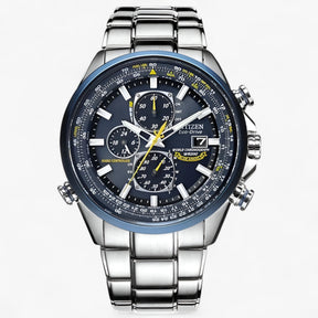 Heren Chronograaf Horloge MultiSteel 42mm, Zilverkleurig Staal met Elegante Blauwe Wijzerplaat