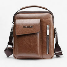 Liam | Vintage PU Leren Schoudertas - €25 : Liam | Vintage PU Leren Schoudertas in Koffie van Pantinoshop