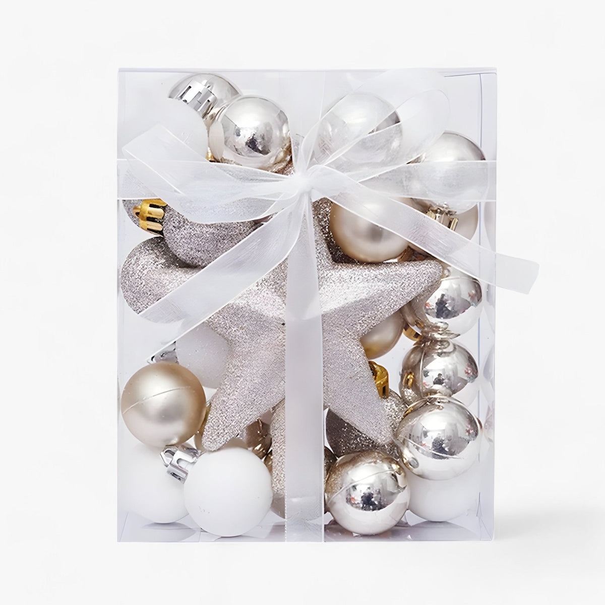 Stella | Set van 30 kerstballen met ster, boomdecor en nieuwjaarscadeau - Champagne - Stella | Set van 30 kerstballen met ster, boomdecor en nieuwjaarscadeau - €25 - Pantino