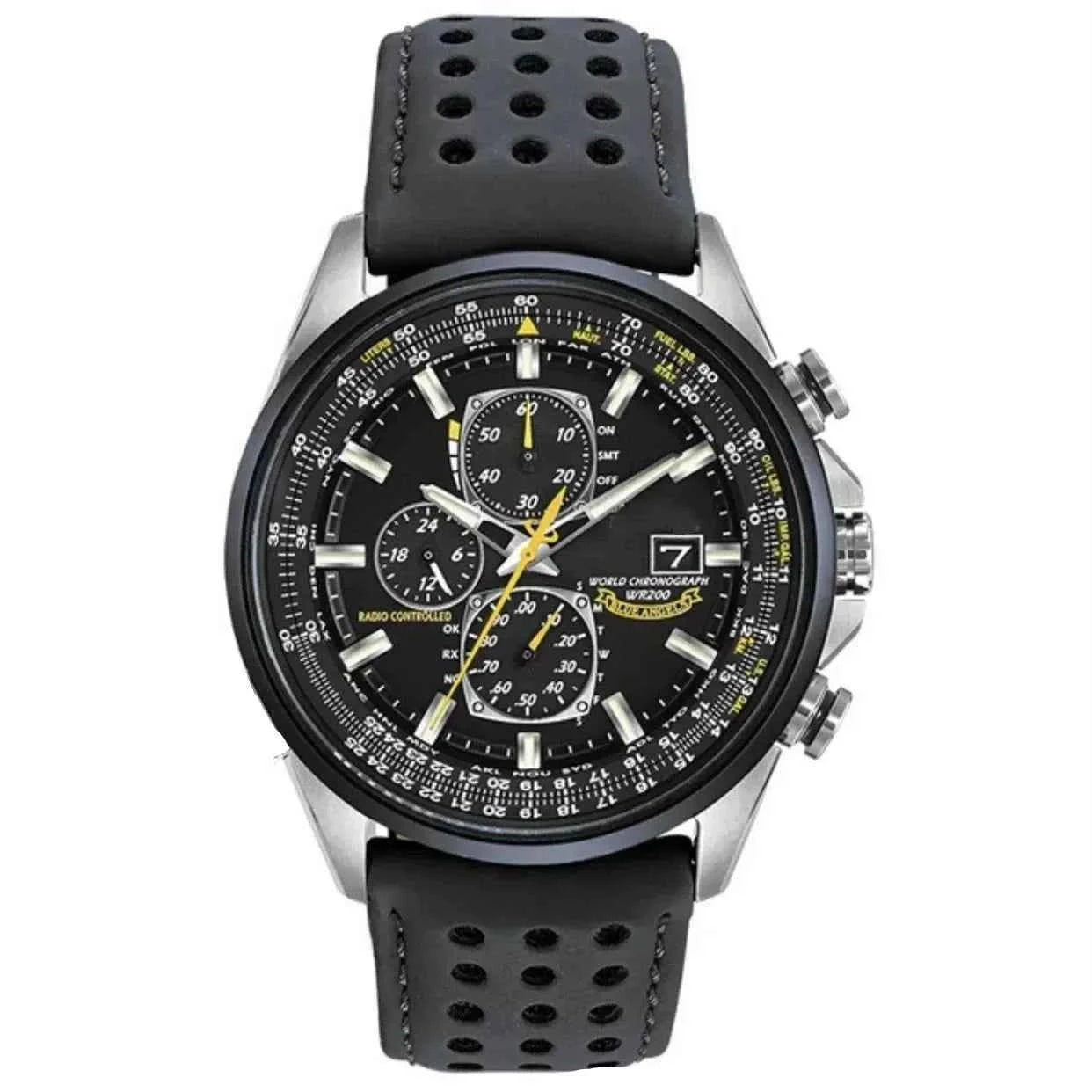 MultiSteel herenchronograafhorloge, leren band, elegant en nauwkeurig