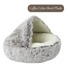 pets : Knus Comfort | Warm Kattennest voor Winterdagen in Koffie Korte Pluche van Pantinoshop