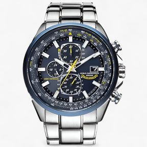Heren Chronograaf Horloge MultiSteel 42mm, Zilverkleurig Staal met Elegante Blauwe Wijzerplaat