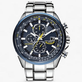 Heren Chronograaf Horloge MultiSteel 42mm, Zilverkleurig Staal met Elegante Blauwe Wijzerplaat