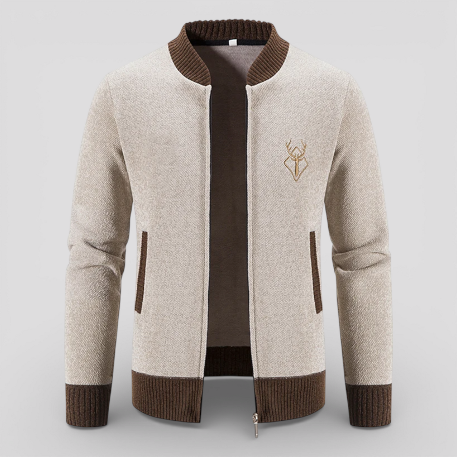 Męski kardigan na zamek 100% wełna merino - ciepły, miękki i wygodny