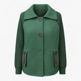 Clothes : Serena | Dames lange winterjas met hoge kraag in Groen van Pantino