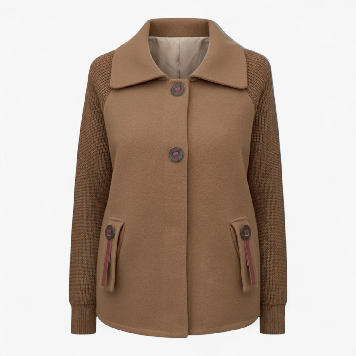 Clothes : Serena | Dames lange winterjas met hoge kraag in Kameel van Pantino