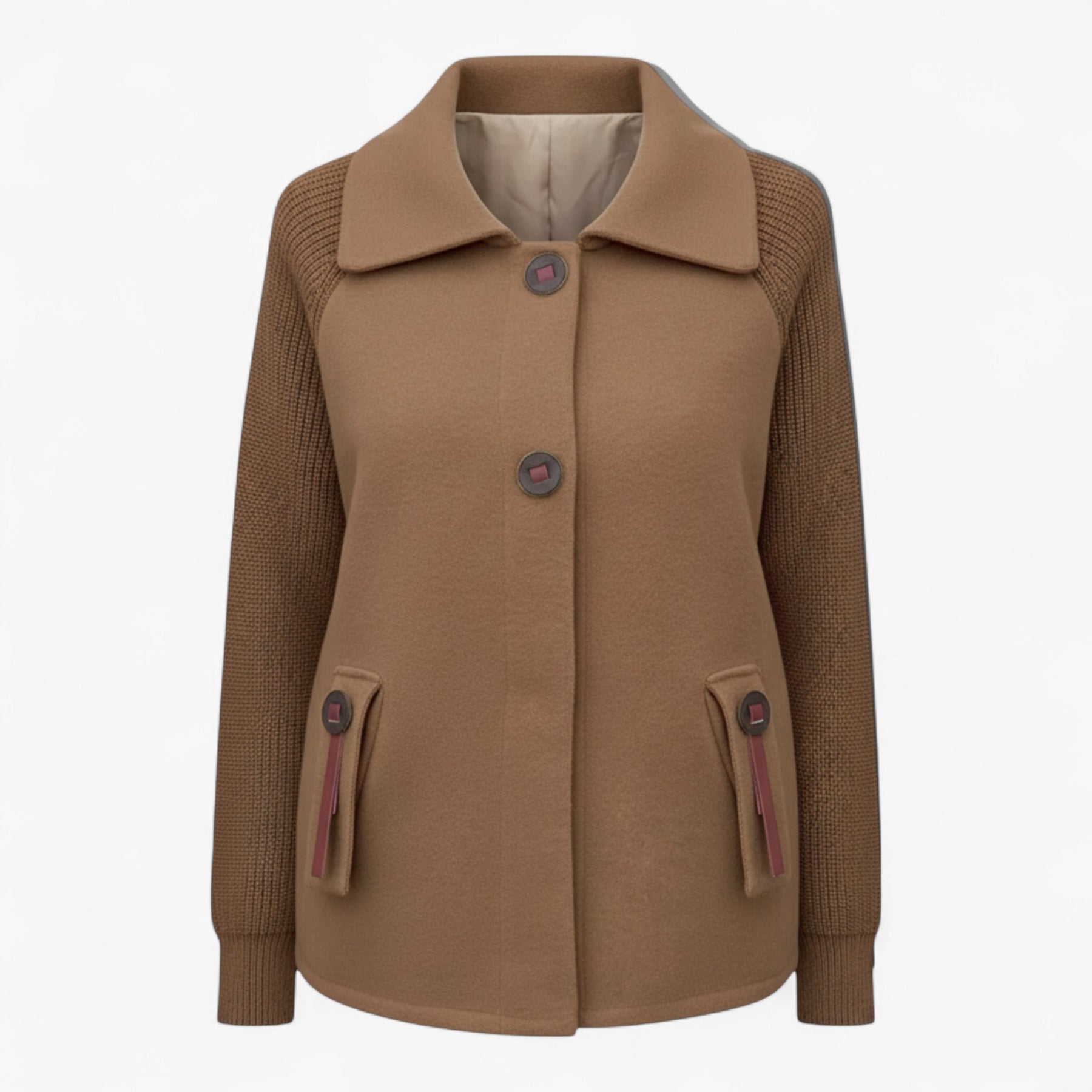 Clothes : Serena | Dames lange winterjas met hoge kraag in Kameel van Pantino