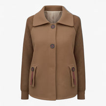 Clothes : Serena | Dames lange winterjas met hoge kraag in Kameel van Pantino