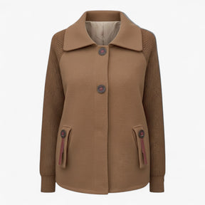 Clothes : Serena | Dames lange winterjas met hoge kraag in Kameel van Pantino