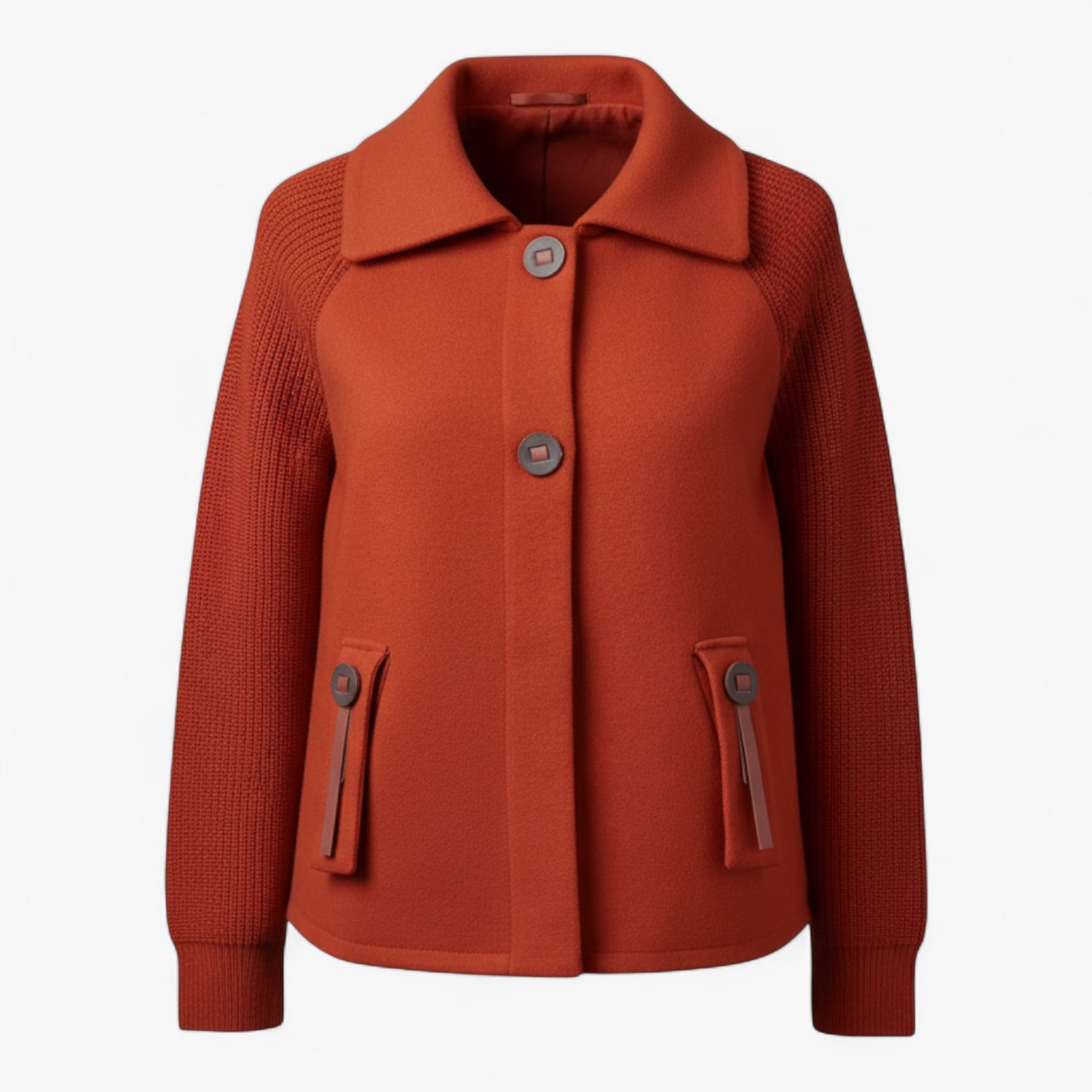 Clothes : Serena | Dames lange winterjas met hoge kraag in Oranje van Pantino