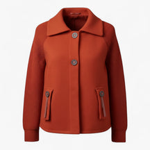 Clothes : Serena | Dames lange winterjas met hoge kraag in Oranje van Pantino