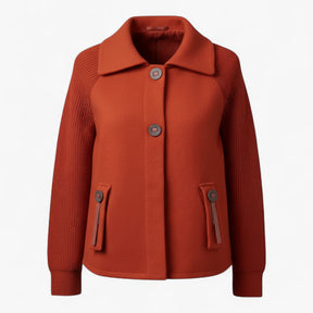 Clothes : Serena | Dames lange winterjas met hoge kraag in Oranje van Pantino