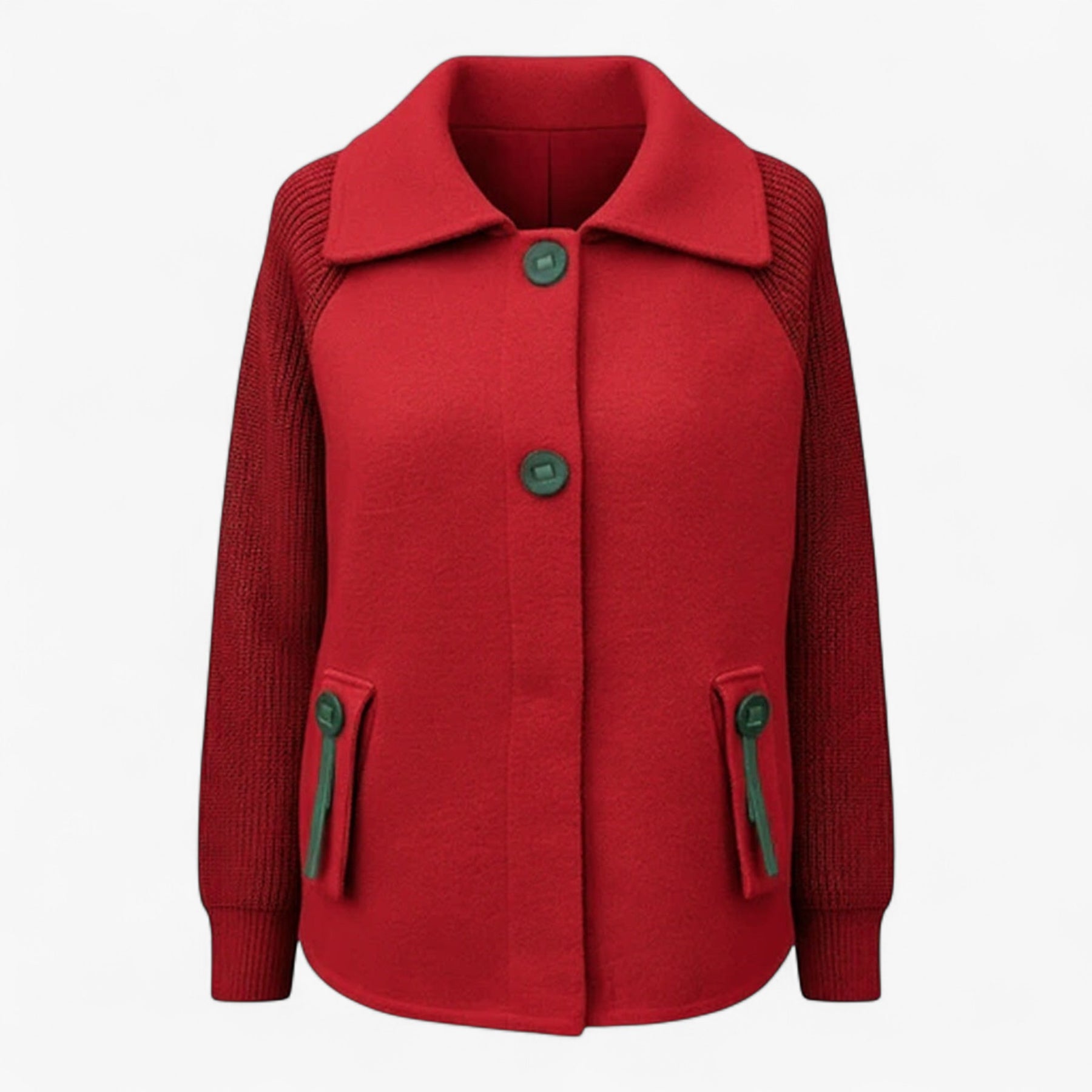 Clothes : Serena | Dames lange winterjas met hoge kraag in Rood van Pantino