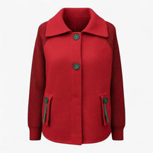 Clothes : Serena | Dames lange winterjas met hoge kraag in Rood van Pantino