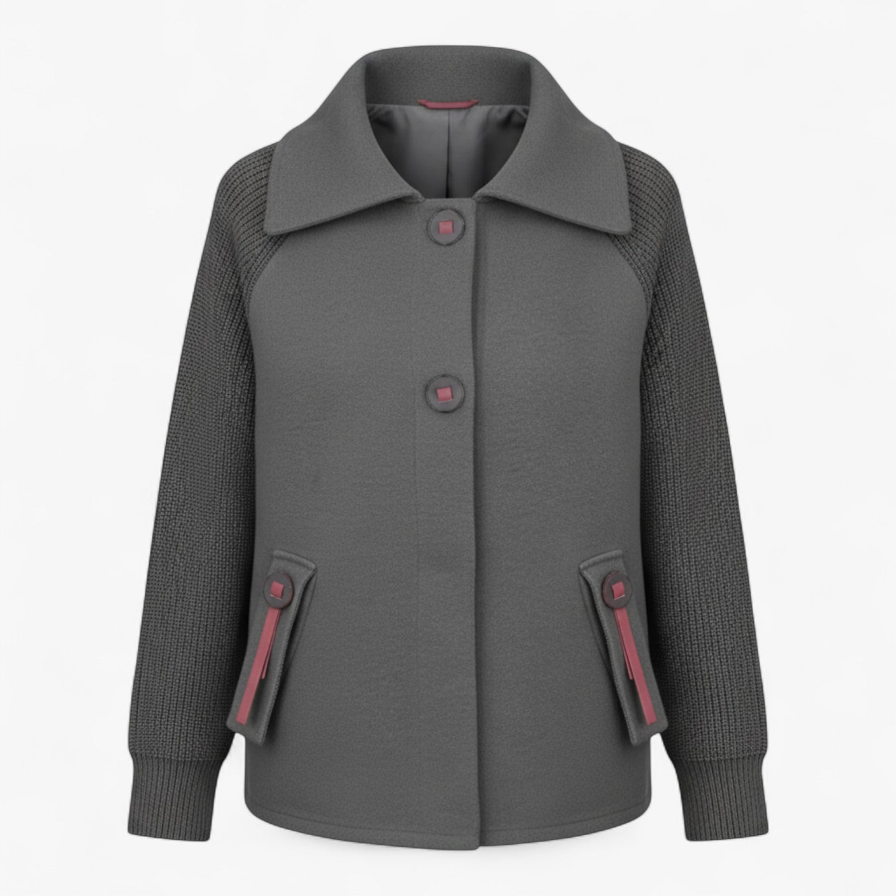Clothes : Serena | Dames lange winterjas met hoge kraag in Donkergrijs van Pantino
